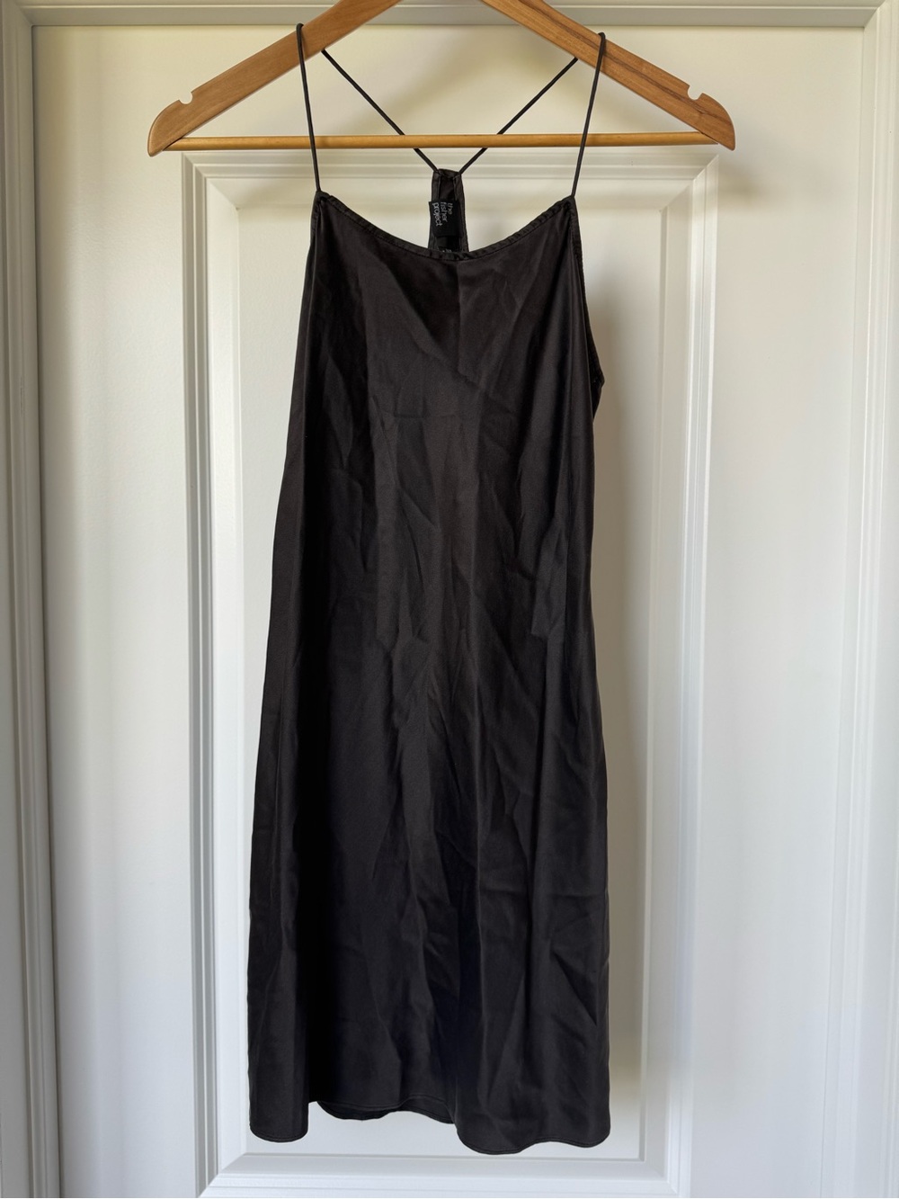 Eileen Fisher The Fisher Project XXS Black 100% Silk Strappy Midi Slip Dress